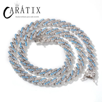 CARÁTIX - 14"-20" Hip Hop Claw Set AAA+ CZ Stone Bling Iced Out 8MM wide Cuban Link Chain Chokers Necklaces for Men Women Rapper Jewelry Valentine's Day Gift for Men & Girls & Boys Mothers' Day Gift #Springtok