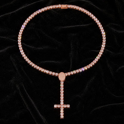 CARATIX Iced Out 5A CZ Cross Pendant Tennis Chain Necklace
