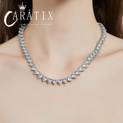 CARÁTIX - 6mm Heart Shape   Tennis Chain  Bling Necklace For Women Gift Fashion Jewelry A token of love Valentine's Day Gift for Men & Girls & Boys Mothers' Day Gift #Springtok