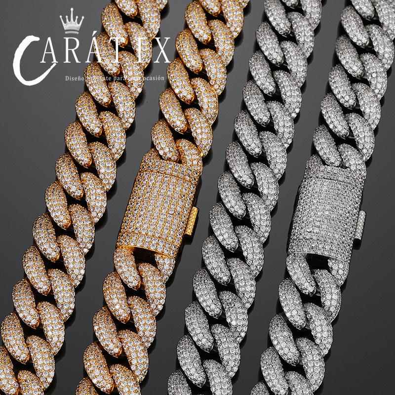 CARÁTIX 20mm 4-Row Cuban Chain | Claw Set CZ Iced Out Hip Hop Necklace for Men