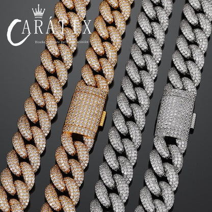 CARÁTIX 20mm 4-Row Cuban Chain | Claw Set CZ Iced Out Hip Hop Necklace for Men