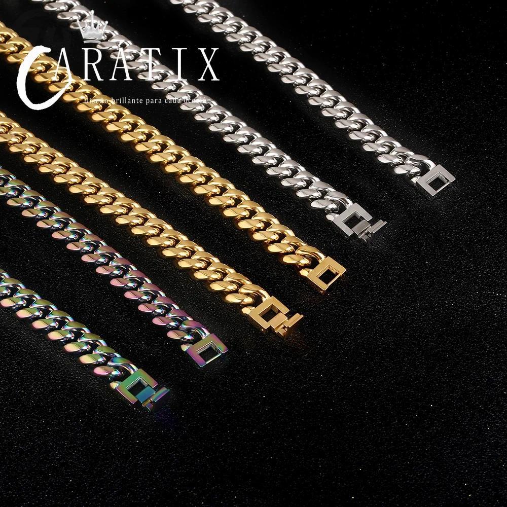 CARÁTIX - Hip Hop Cuban Curb Link Mens Miami Stainless Steel   Chain Necklace Jewelry Gift For Him 6/8/10/12MM Valentine's Day Gift for Men & Girls & Boys Mothers' Day Gift #Springtok