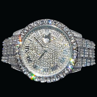 Bling Tennis Body Roman Numerals Iced Out Diamond Watch – Luxury Hip Hop Timepiece