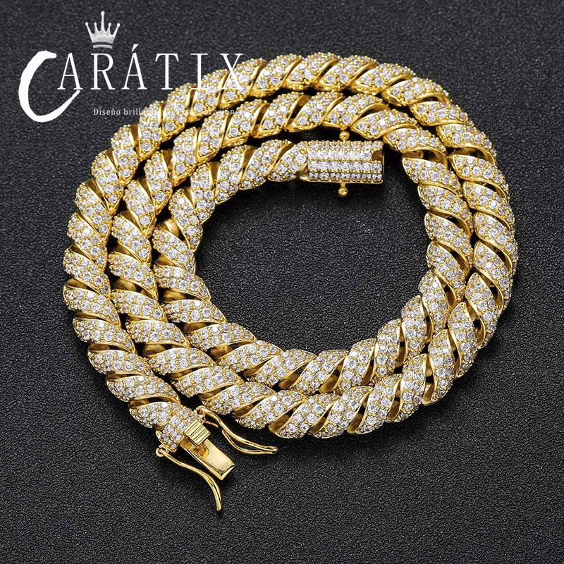 CARÁTIX 8mm Twist Link Chain Necklace – 3A+ CZ Iced Out Hip Hop Bling Jewelry for Men & Women | Unisex Rapper Gift