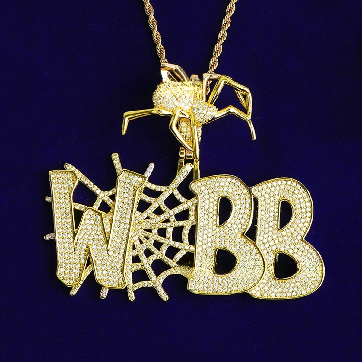 Creative Iced Out "Spider Bail" Initial Pendant | Men's A-Z Letter Necklace - CaratixJewelry