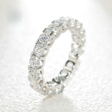 4mm Moissanite Band Ring | S925 Silver Unisex Iced Out Hip Hop Jewelry - CaratixJewelry