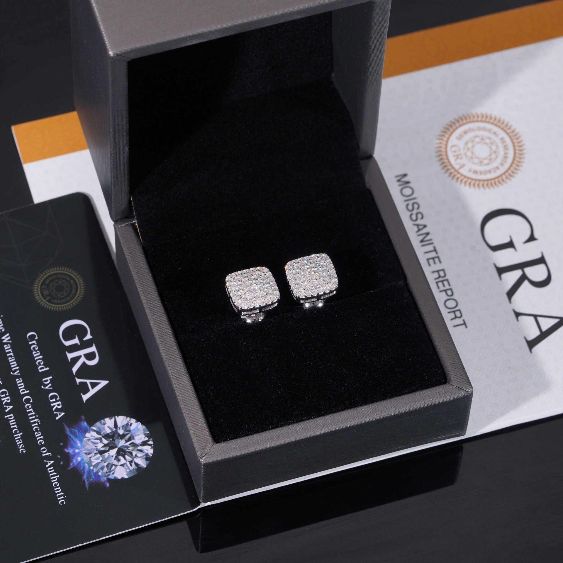 S925 Silver Three Row Full Pave Moissanite Stud Earrings - CaratixJewelry