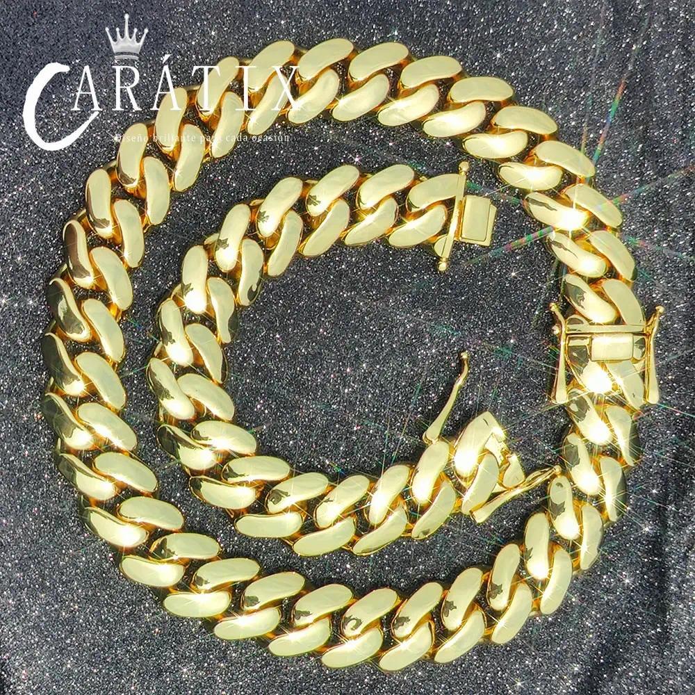 CARÁTIX - 22mm Brass Cuban Chain Luxury   Big Heavy Solid Miami Cuban Necklace For Men Valentine's Day Gift for Men & Girls & Boys Mothers' Day Gift #Springtok