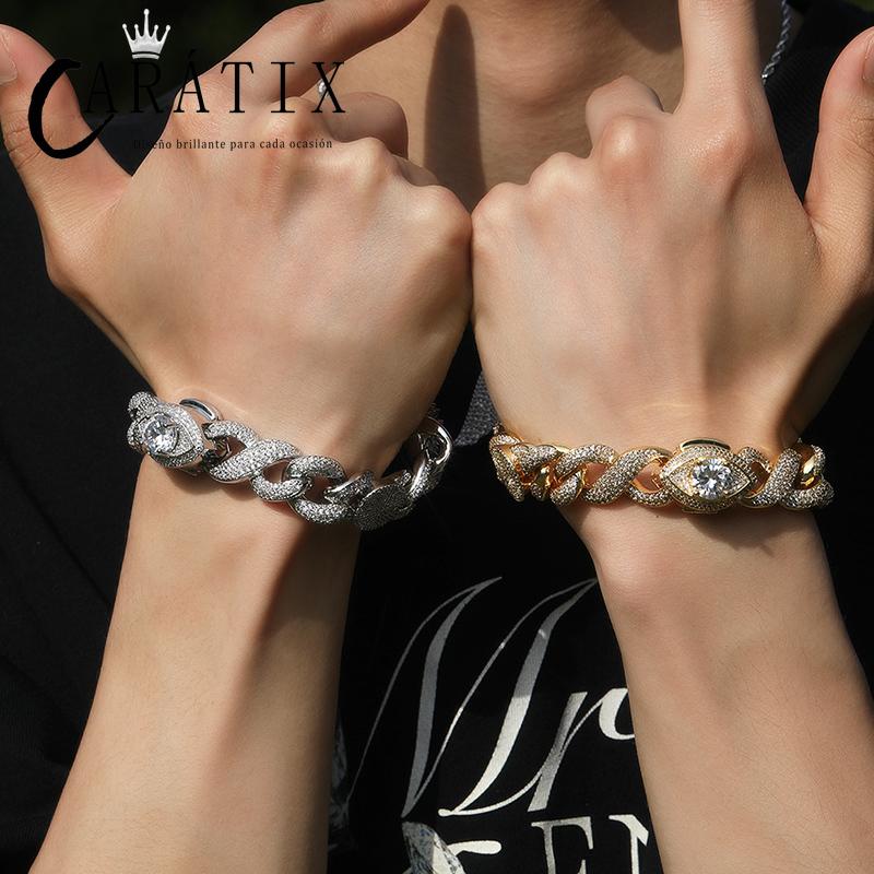 CARÁTIX Sun Star Eye Flower Cuban Link Chain Necklace – 5A+ CZ Iced Out Hip Hop Bling Jewelry for Men | Gold & Silver Rapper Gift