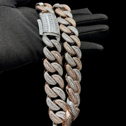 20MM Tennis Baguette Diamond Triple Edition Iced Out Diamond Necklace Chain – Luxury Hip Hop Jewelry for Men & Women
