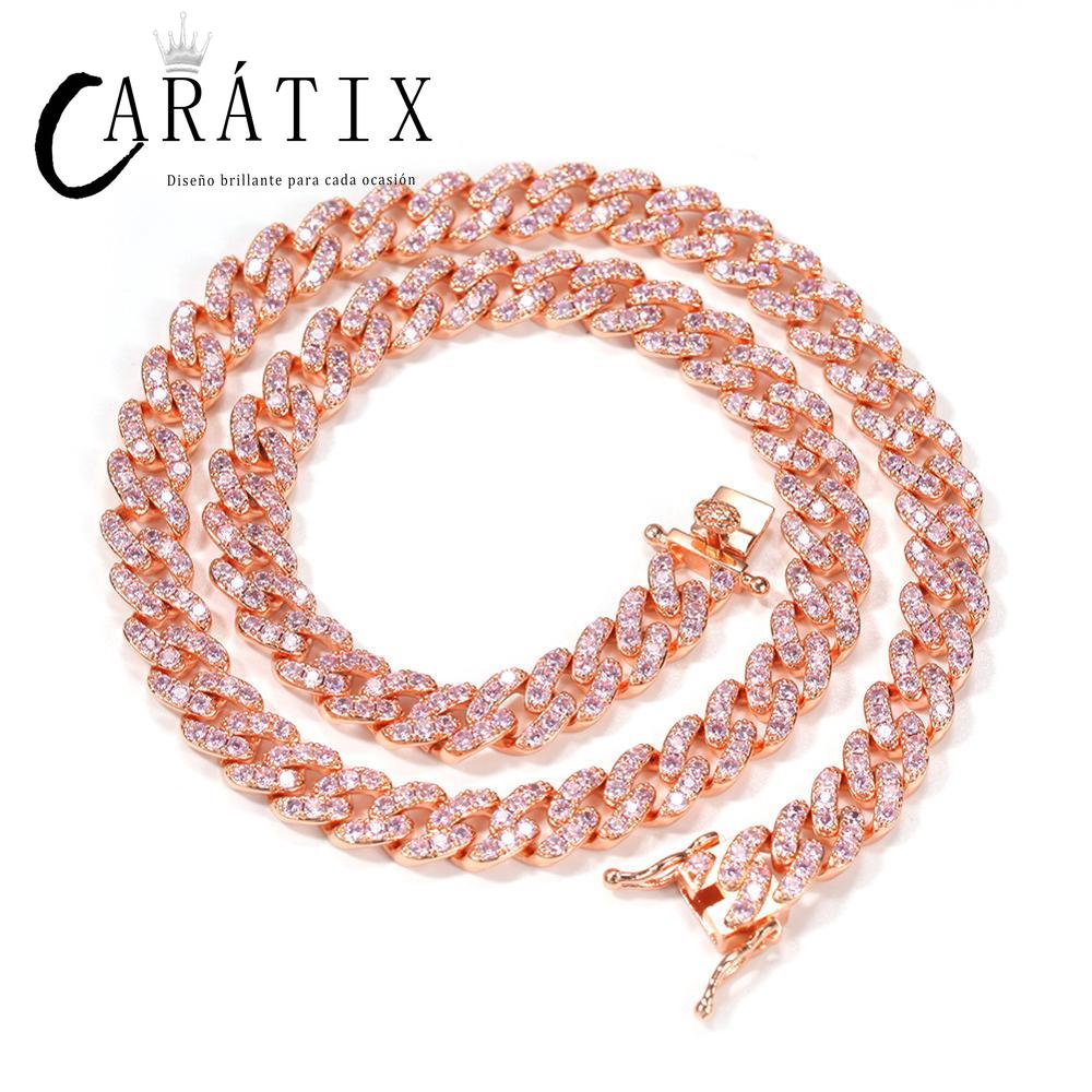 CARÁTIX - 14"-20" Hip Hop Claw Set AAA+ CZ Stone Bling Iced Out 8MM wide Cuban Link Chain Chokers Necklaces for Men Women Rapper Jewelry Valentine's Day Gift for Men & Girls & Boys Mothers' Day Gift #Springtok