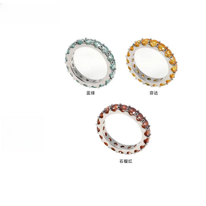 4mm Colored Moissanite Band Ring | S925 Silver Unisex Iced Out Hip Hop Jewelry - CaratixJewelry