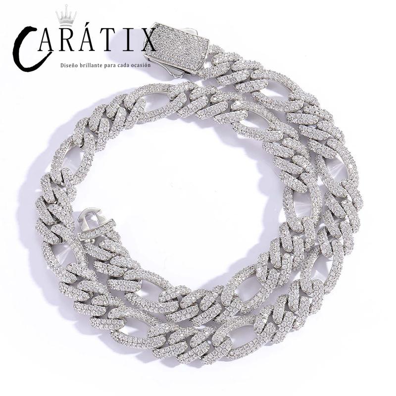 CARÁTIX 12mm 3:1 Cuban Chain | 2-Row CZ Iced Out Hip Hop Necklace for Men