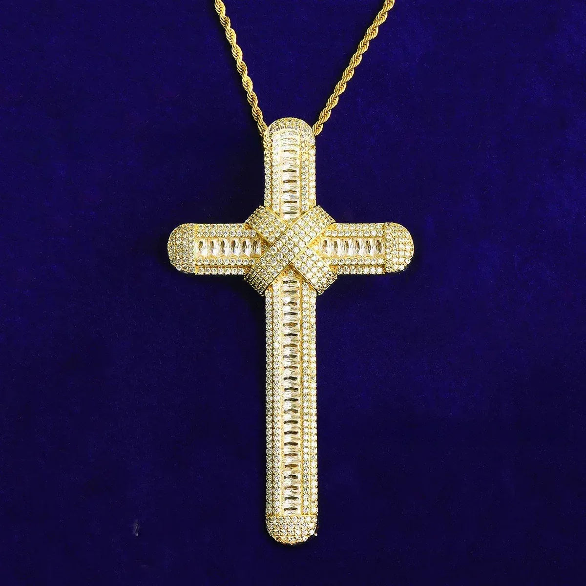 Massive Iced Out Oversized Cross Pendant | Men's Real Copper CZ Necklace - CaratixJewelry
