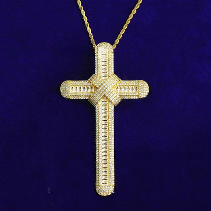 Massive Iced Out Oversized Cross Pendant | Men's Real Copper CZ Necklace - CaratixJewelry