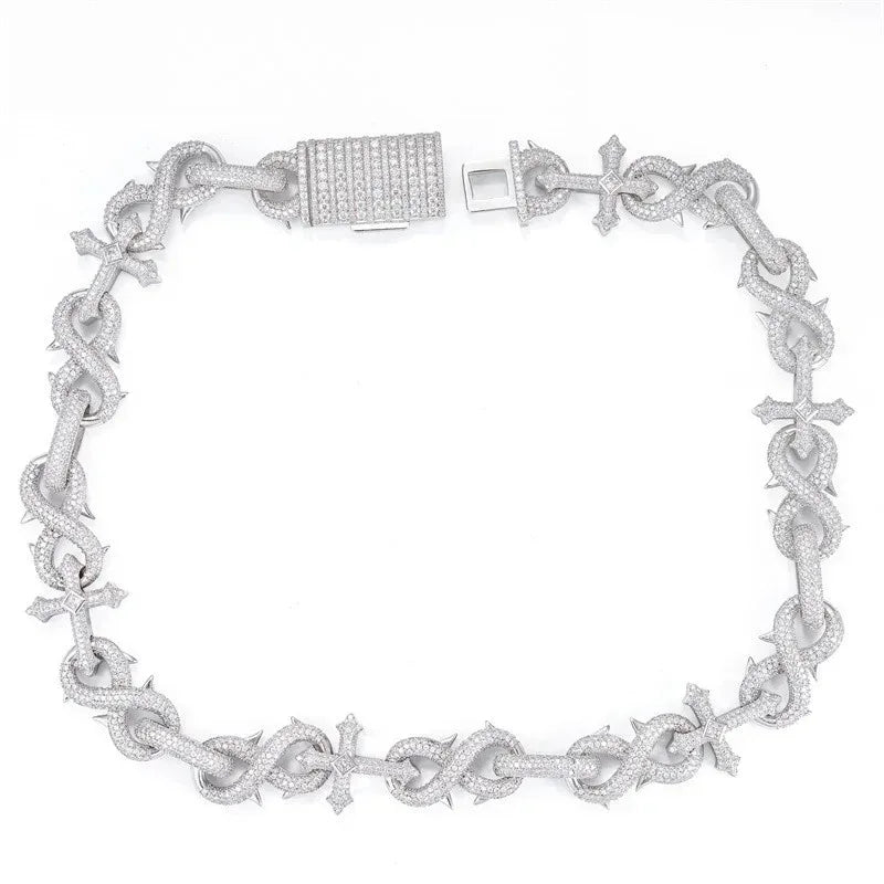16mm Moissanite Figure-Eight Cuban Link | S925 Silver Men’s Iced Out Chain - CaratixJewelry