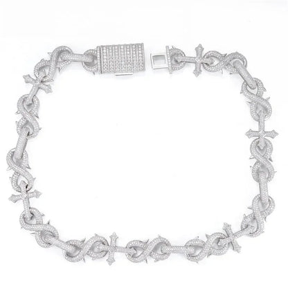16mm Moissanite Figure-Eight Cuban Link | S925 Silver Men’s Iced Out Chain - CaratixJewelry
