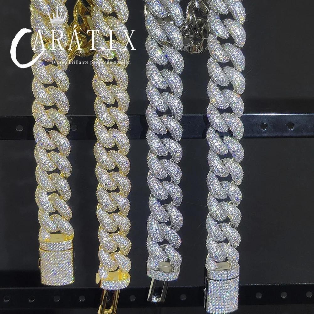 CARÁTIX - 14MM Rapper Mens  Luxury 5A CZ Miami Cuban Necklace Silver Plated Cuban Link Chain Birthday Gift Jewelry Valentine's Day Gift for Men & Girls & Boys Mothers' Day Gift #Springtok