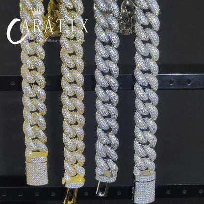 CARÁTIX - 14MM Rapper Mens  Luxury 5A CZ Miami Cuban Necklace Silver Plated Cuban Link Chain Birthday Gift Jewelry Valentine's Day Gift for Men & Girls & Boys Mothers' Day Gift #Springtok