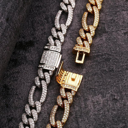 CARÁTIX 3:1 Figaro Link Chain | 3A+ CZ Iced Out Hip Hop Choker Necklace for Men & Women - CaratixJewelry