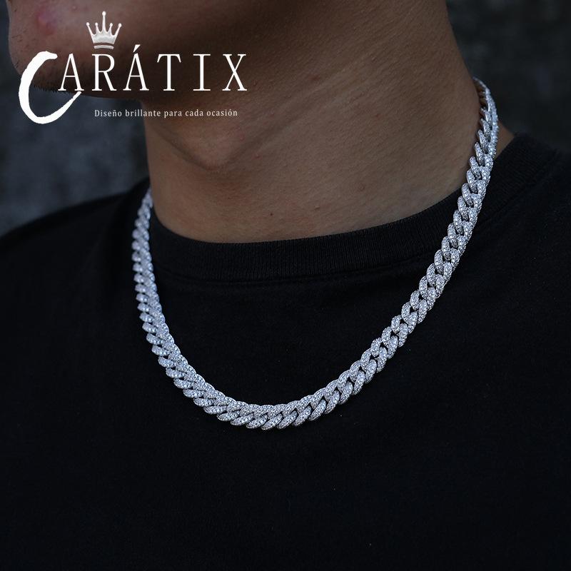 CARÁTIX 8MM Miami Cuban Chain Necklace – Hip Hop Iced Out Jewelry with 3A+ CZ Stones for Men & Women