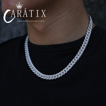 CARÁTIX 8MM Miami Cuban Chain Necklace – Hip Hop Iced Out Jewelry with 3A+ CZ Stones for Men & Women