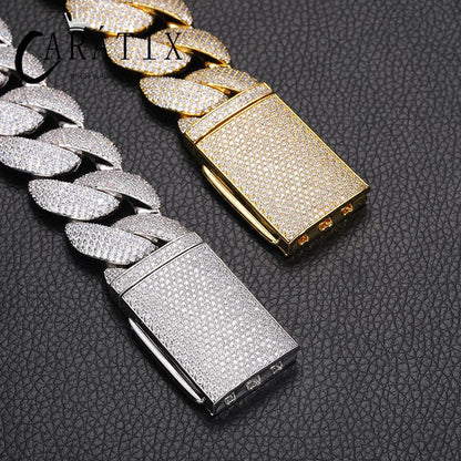 CARÁTIX 22mm Iced Out Cuban Link Chain Necklace – 5A+ CZ Heavy Round Hip Hop Bling Jewelry for Men | Rapper Gift