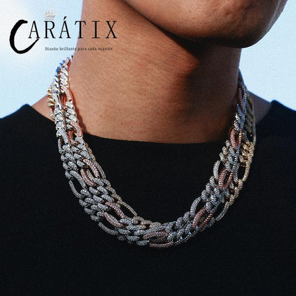 CARÁTIX 3:1 Figaro Link Chain | 3A+ CZ Iced Out Hip Hop Choker Necklace for Men & Women