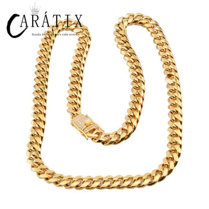 CARÁTIX Cuban Miami Chain | 6–18mm Stainless Steel CZ Hip Hop Necklace for Men