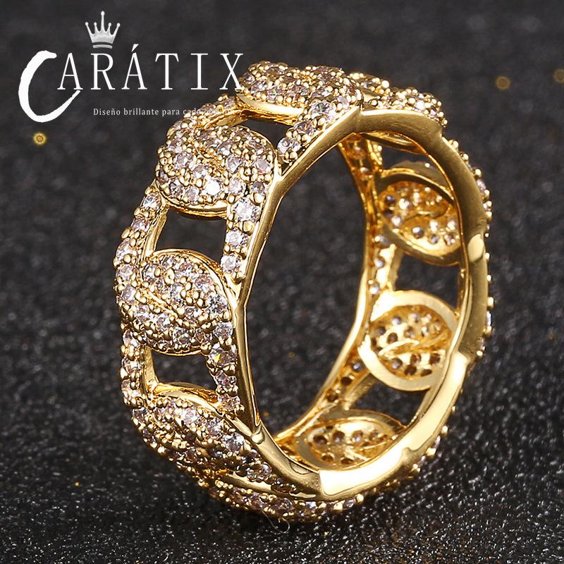 Caratix-Trend bubble ball ring hip-hop dense zircon fashion simple personalized ring hiphop jewelry high quality hip-hop ring