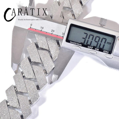 CARÁTIX 25mm/30mm Rhombus Cuban Link Chain Necklace – 5A+ CZ Iced Out Heavy Hip Hop Bling Jewelry for Men | Solid Rapper Gift