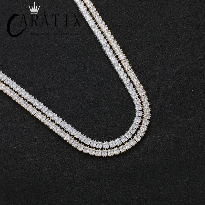 CARÁTIX - Hip Hop 4*4mm Square CZ Stone Bling Iced Out Tennis Link Chain Bracelet for Men Women Rapper Jewelry Golden Silver Color Valentine's Day Gift for Men & Girls & Boys Mothers' Day Gift #Springtok