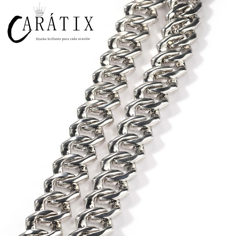 CARÁTIX 17mm Iced Out Cuban Link Chain Necklace – 5A CZ Claw Inlay Hip Hop Bling Jewelry for Men | Rapper Gift