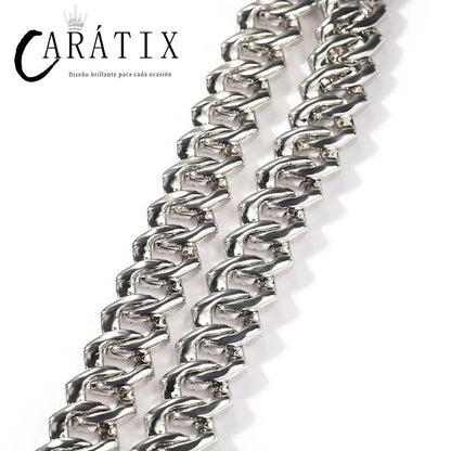 CARÁTIX 17mm Iced Out Cuban Link Chain Necklace – 5A CZ Claw Inlay Hip Hop Bling Jewelry for Men | Rapper Gift