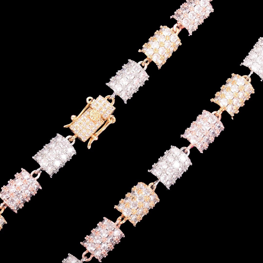 10MM Colorful Cylindrical Iced Out Diamond Necklace Chain – Luxury Hip Hop Jewelry for Men & Women