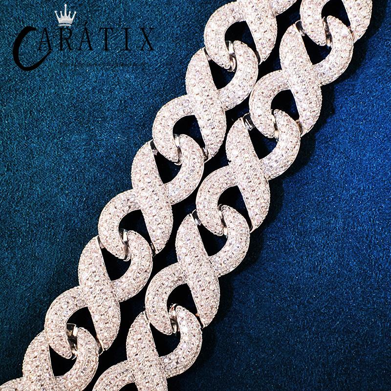 CARÁTIX - 15mm Hip Hop 5A+ CZ Stone Bling Iced Out Infinity Round Cuban Link Chain Necklace for Men Rapper Jewelry Golden Silver Color Valentine's Day Gift for Men & Girls & Boys Mothers' Day Gift #Springtok