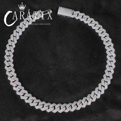 CARÁTIX -  15mm 4 Rows Cuban Chain Necklace White   Cz Prong Necklace  Cuban Link Chain For Men Valentine's Day Gift for Men & Girls & Boys Mothers' Day Gift #Springtok