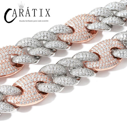 CARÁTIX 20mm Coffee Bean Cuban Link Chain Necklace – 5A+ CZ Iced Out Heavy Hip Hop Bling Jewelry for Men | Solid Rapper Gift