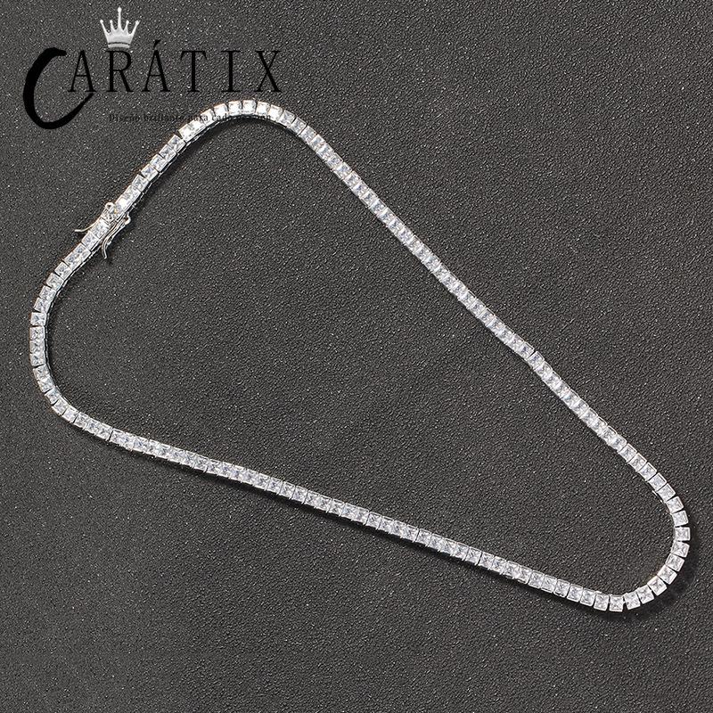 CARÁTIX 6mm Square Tennis Chain | AAA CZ Iced Out Hip Hop Necklace for Men