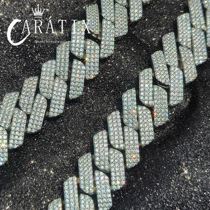 CARÁTIX – 20mm 3-Row Thick Cuban Link Chain Necklace | Bling Hip Hop Jewelry for Men