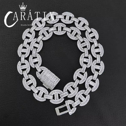 CARÁTIX Full Pave Pig Nose Chain Bracelet – Hip Hop Jewelry for Women & Men, Iced Out Statement Bangle