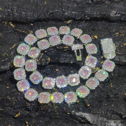 CARÁTIX - New Brass Colorful 12mm Cubic Zirconia Choker Cuban Link Necklace Men  Clustered Tennis Chain Valentine's Day Gift for Men & Girls & Boys Mothers' Day Gift #Springtok