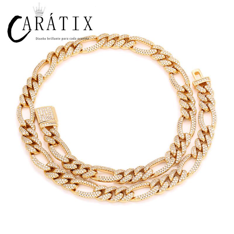 CARÁTIX 3:1 Figaro Link Chain | 3A+ CZ Iced Out Hip Hop Choker Necklace for Men & Women