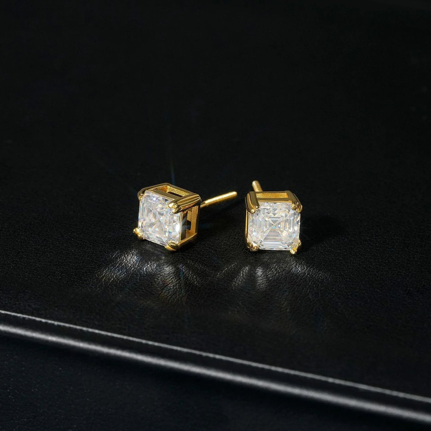 VVS 925 Silver Moissanite Tower Cut Stud Earrings Unisex - CaratixJewelry