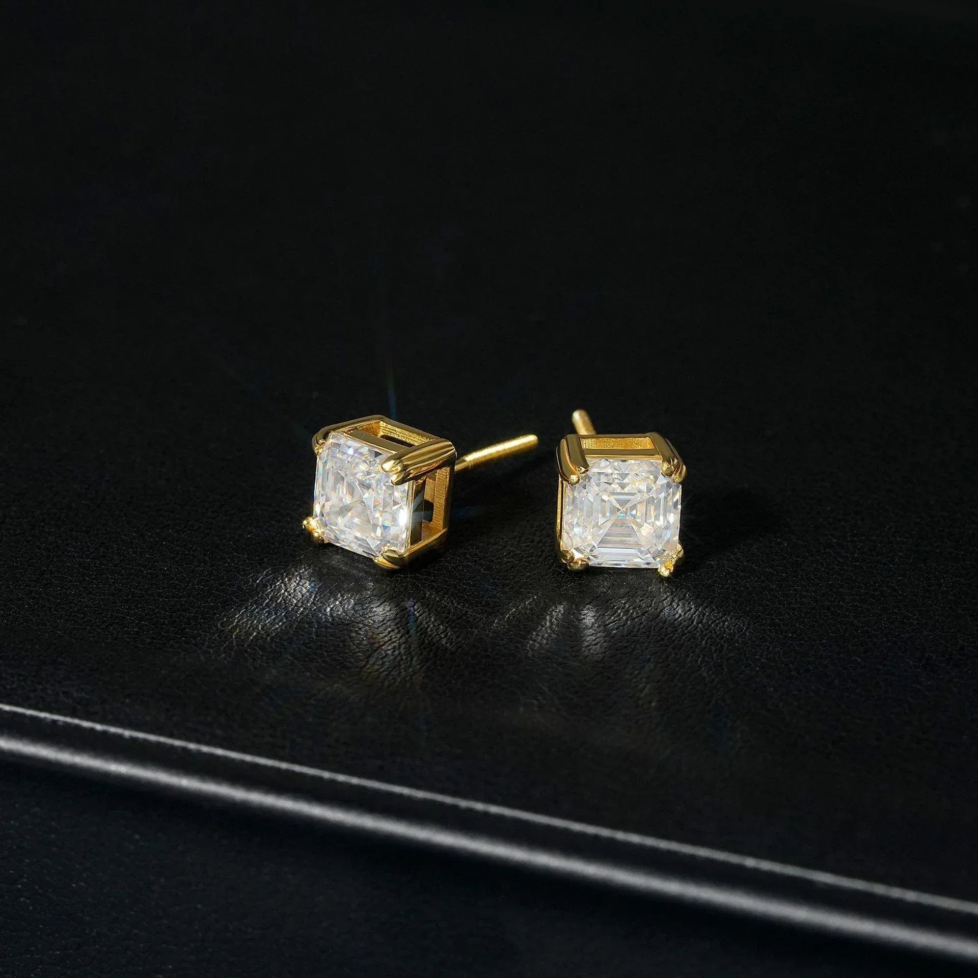 VVS 925 Silver Moissanite Tower Cut Stud Earrings Unisex - CaratixJewelry