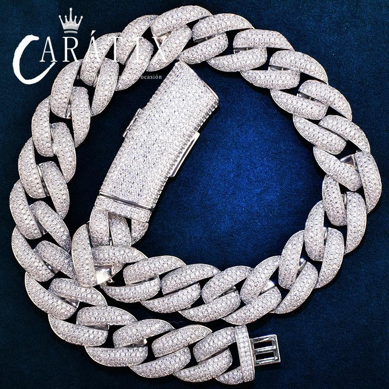 CARÁTIX Hip Hop 20mm Round Cuban Link Chain Necklace – Iced Out CZ Jewelry in Rose Gold & Silver for Men & Women