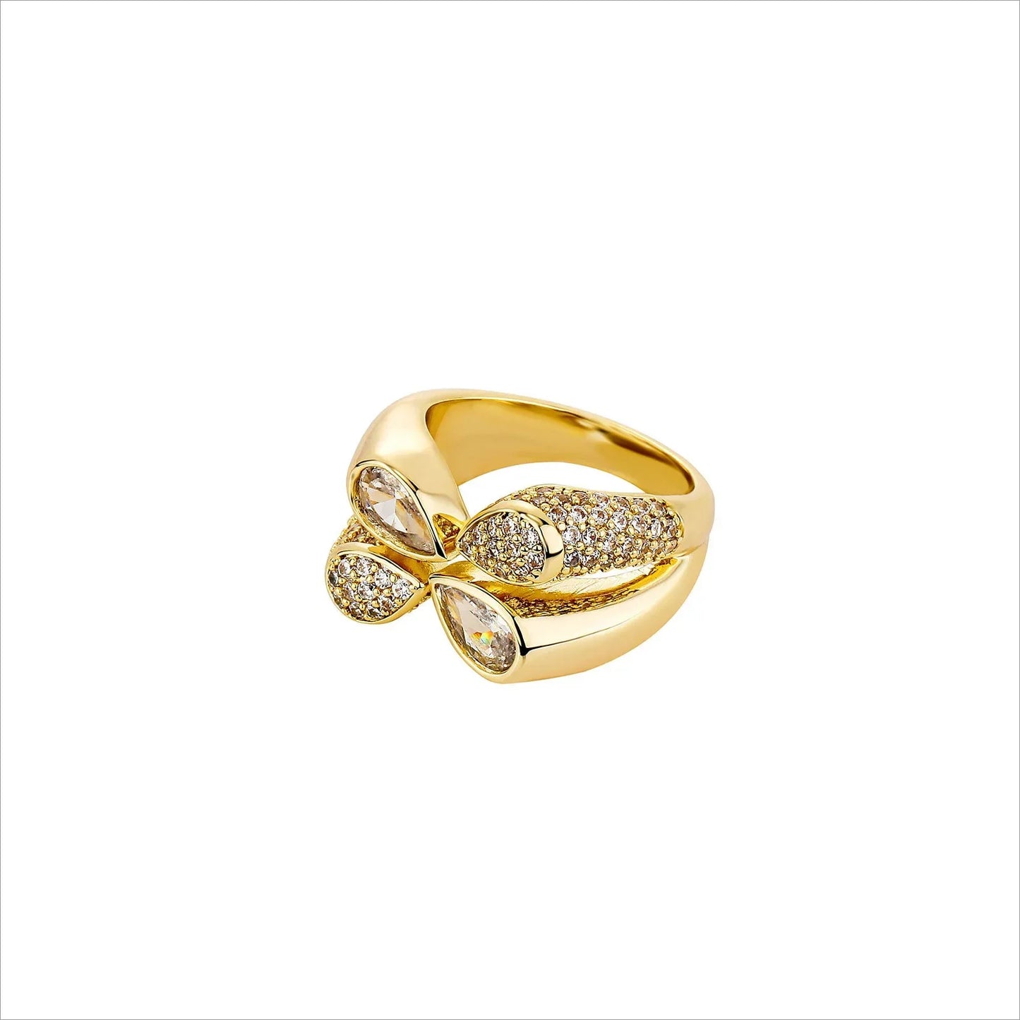 Men's Iced Out Four-Prong Solitaire Ring | Adjustable Hip Hop Band | Caratix