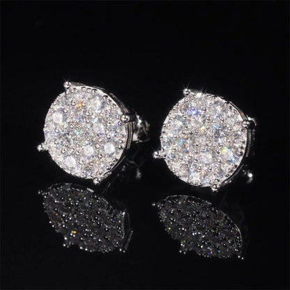 New S925 Silver Full Pave Moissanite Round Stud Earrings - CaratixJewelry