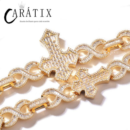 CARÁTIX Hip Hop Iced Out Crosses Infinity Link Chain Necklace – CZ Jewelry in Gold & Silver for Men & Women