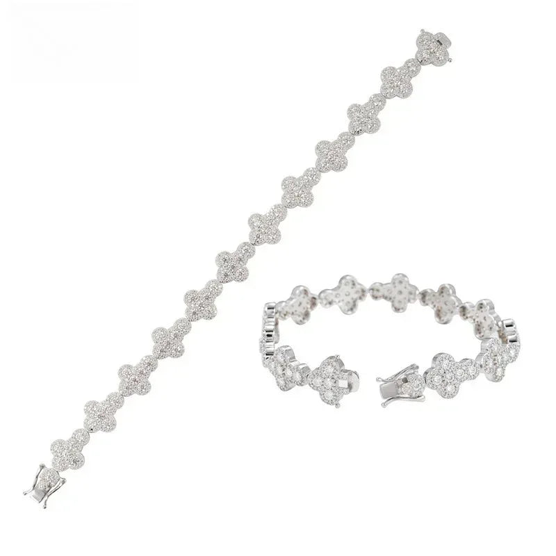 13mm Moissanite Cross Cuban Link Bracelet | S925 Silver Hip Hop Jewelry - CaratixJewelry